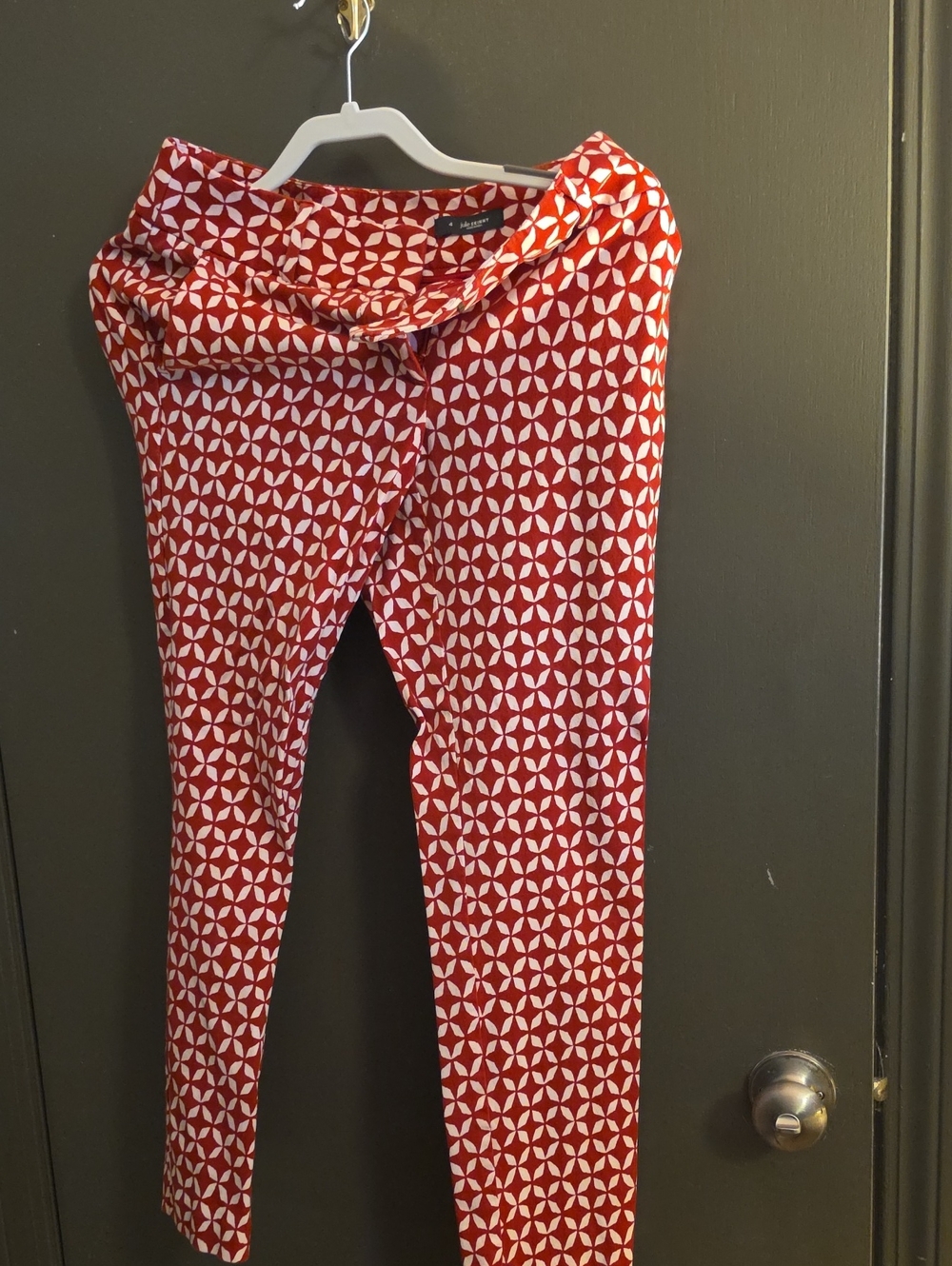 Red Geometric Print Women's Pants